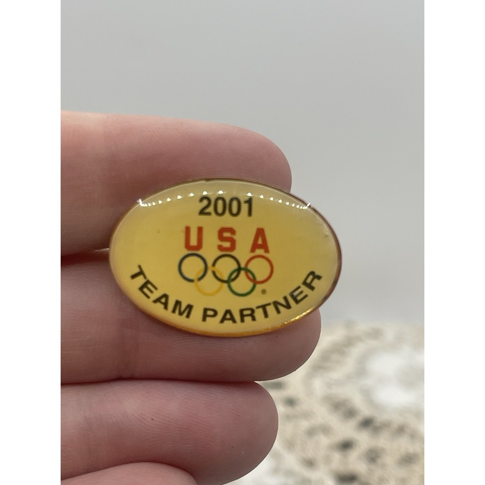 Vintage 2001 Team Partner Olympics Collectible Oval Enamel Lapel Pin